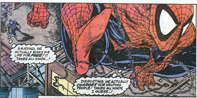 spider-man swinging away from paladin