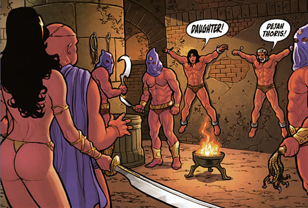dejah thoris arrives to free her father and grandfather from the torture chamber