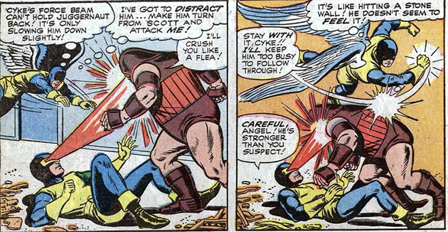 the juggernaut resists cyclops's optic blast