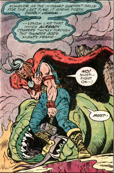 Thor : thor dies, poisoned by the midgard serpent
