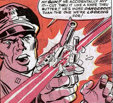x-men : cyclops destroys a gun in a cop's hand