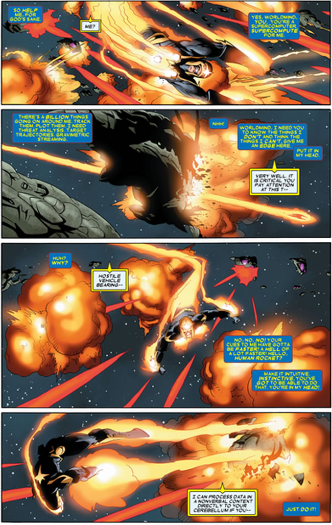 Nova and the Worldmind work together in a battle