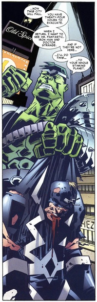 Hulk holding a bloody Black Bolt