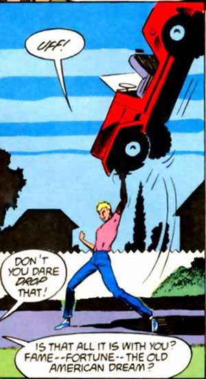 grant morrison's animal man panel : animal man lifts a jeep