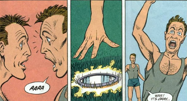 grant morrison's animal man panel :animal man becomes a looking glass