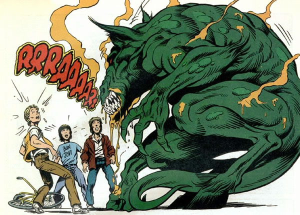 grant morrison's animal man panel :some bullies get straightened out by martian manhunter's shapeshifting 
        powers