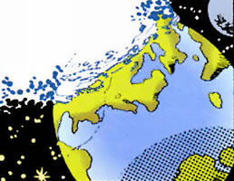 Crisis on Infinite Earths panel : earth getting destroyed by antimatter energy