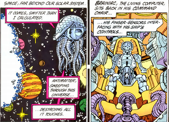 Crisis on Infinite Earths panel : brainiac and ship