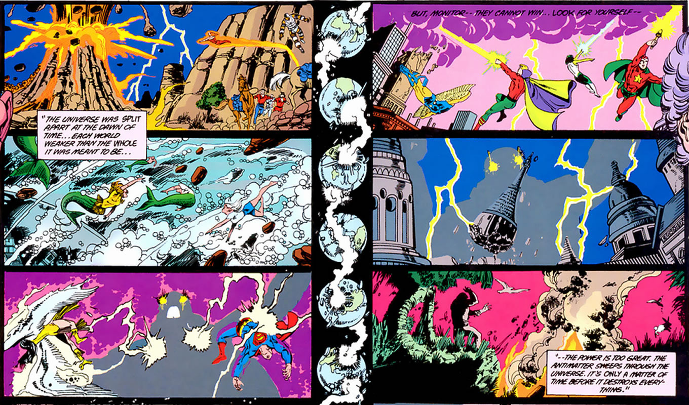 Crisis on Infinite Earths panel : george perez detailed artworks