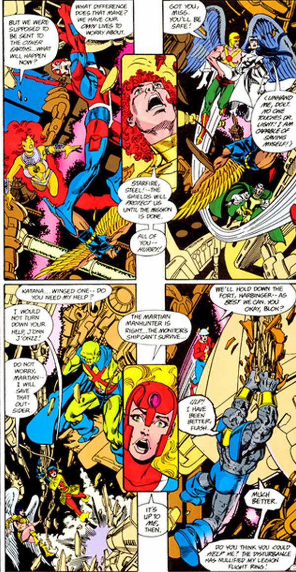 Crisis on Infinite Earths panel : some george perez panels