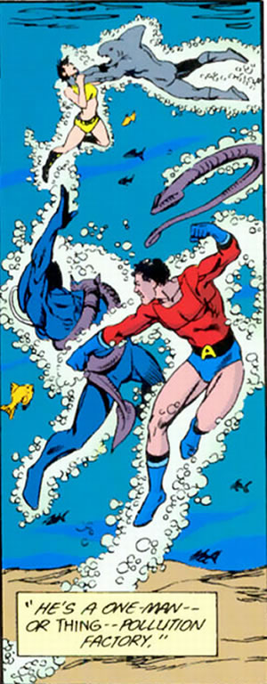 Crisis on Infinite Earths panel : underwater fight with aqualad and tula