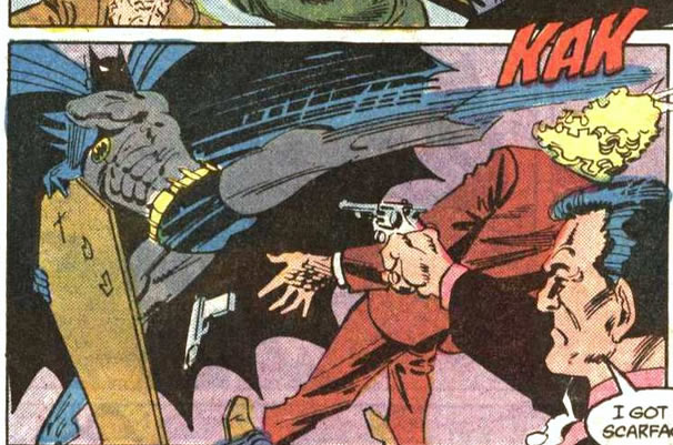 Detective Comics panel :batman kicks out