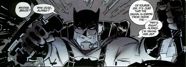 batman the dark knight returns panel : batman in car