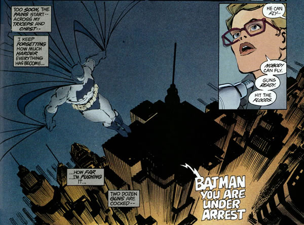 batman the dark knight returns panel : batman parachuting