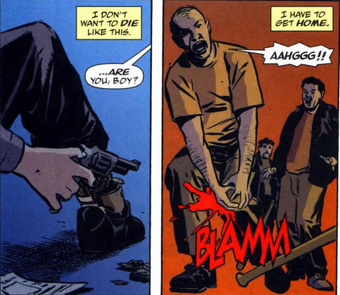 Batman Gotham Central : bad guys getting shot with a .38