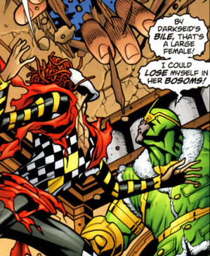 Villains United : parademon commenting on giganta's bosoms