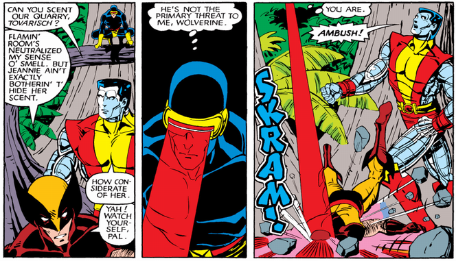 cyclops takes out wolverine