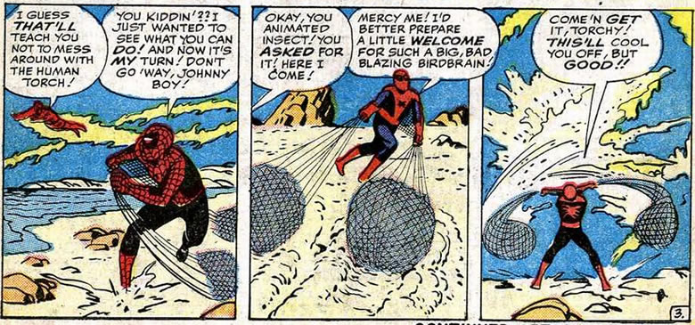 spider-man dowses the torch with sand