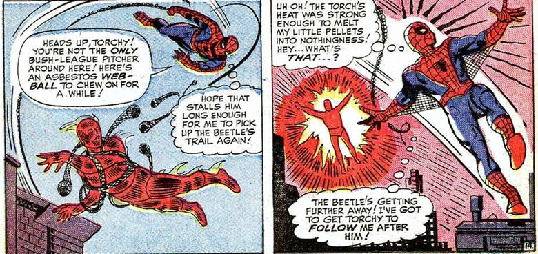 spider-man attacks the 
					torch