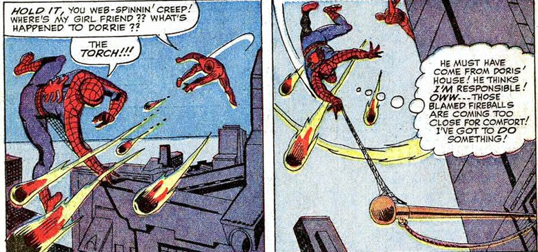 the torch attacks spider-man