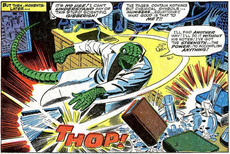 the lizard wrecking dr.
					connors' lab