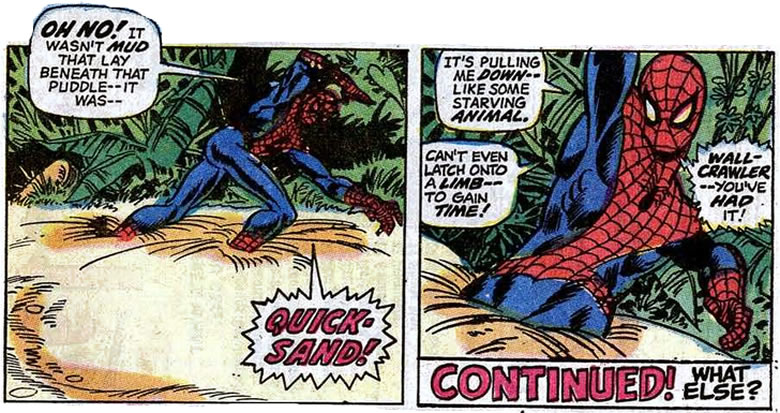 spider-man lands on quicksand