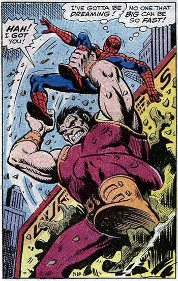 smasher grabs spider-man