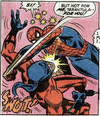 spide-man punches tarantula