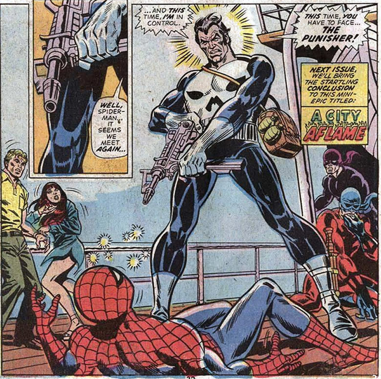 punisher standing over
					spider-man