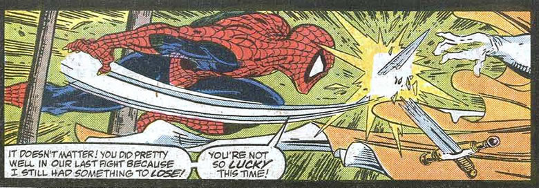 spider-man smashes taskmaster's sword