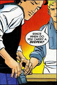 peter answers his beeper