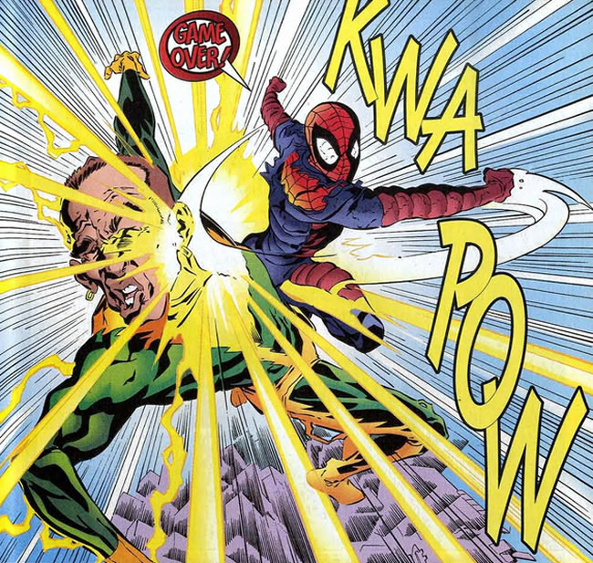 spider-man punching electro