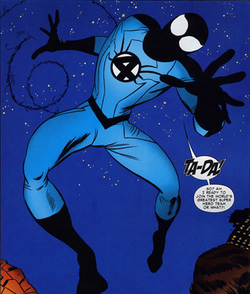 spider-man
					in the classic FF costume