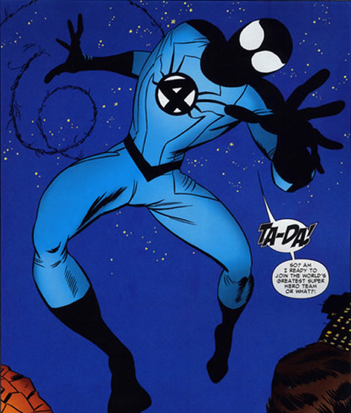 spider-man
					in the classic FF costume