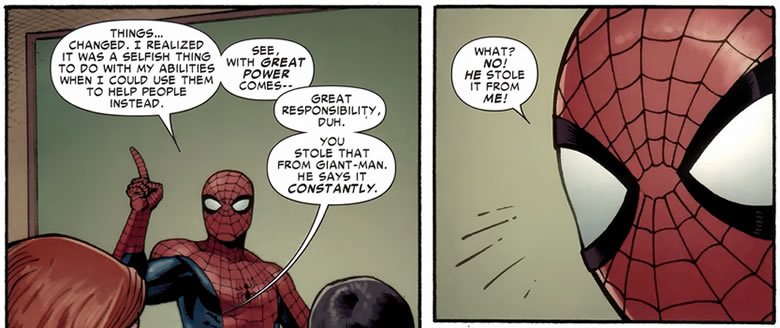 spider-man talks with
					his students in avengers academy