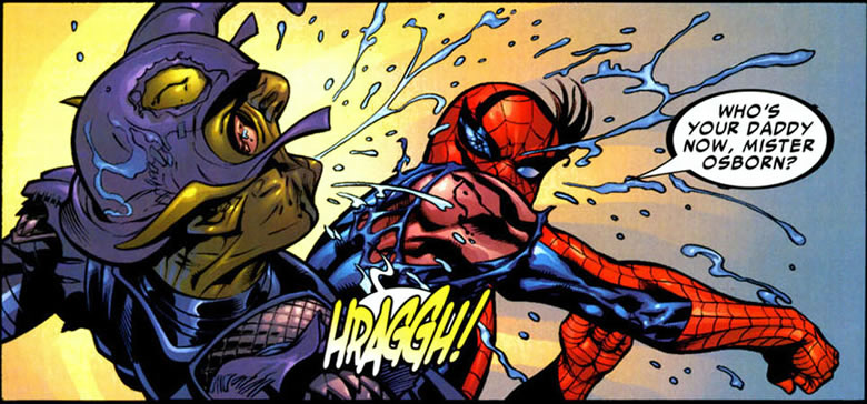 spider-man punches green goblin