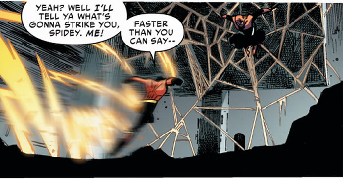 the speed demon confronts spider-man