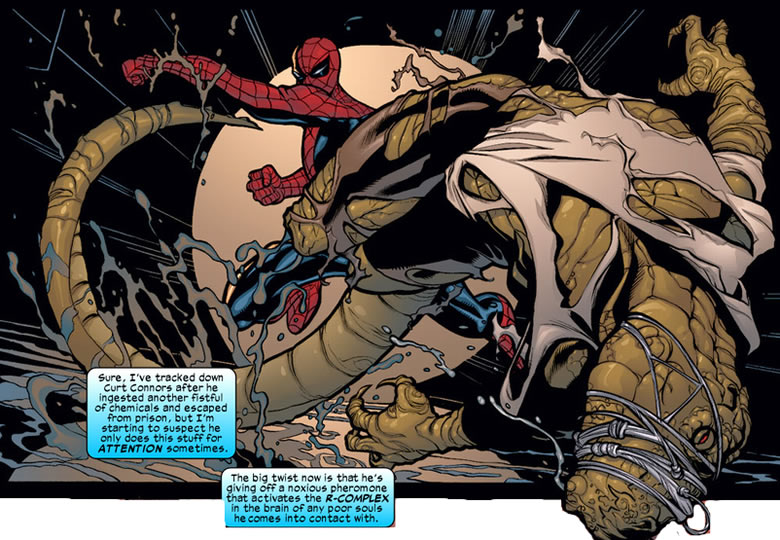spider-man punches the lizard