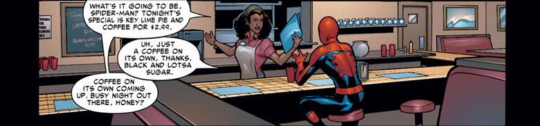 spider-man in a diner