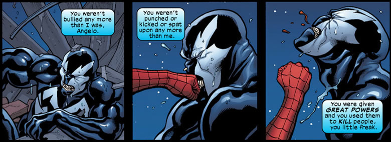 spider-man punching
					venom