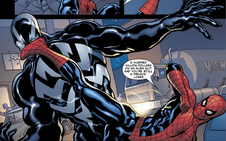 spider-man kicks venom