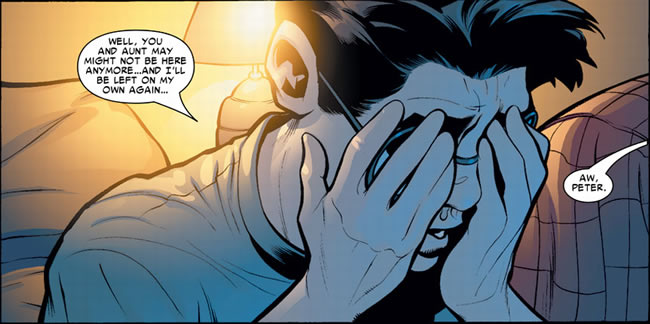 thirteen year old peter parker crying