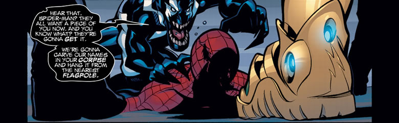 venom threatens spider-man