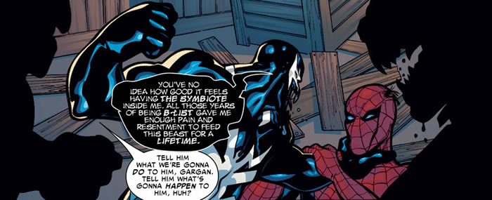 venom about to punch spider-man