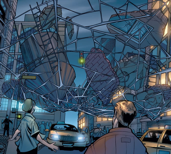 spider-man's web holds a ton of debris