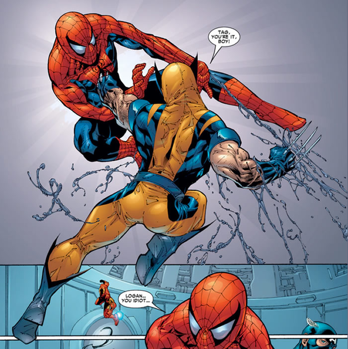 wolverine stabs spider-man