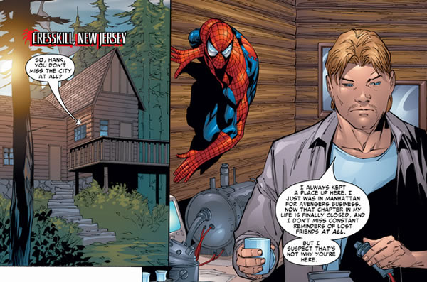 hank pym and spider-man
					in hank's country house