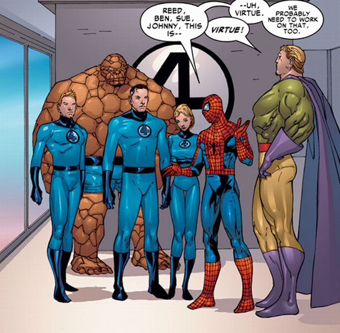 supeman, spider-man, and the fantastic four