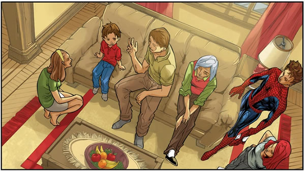 peter,mj and aunt may in the
					past