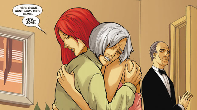 mj hugs aunt may